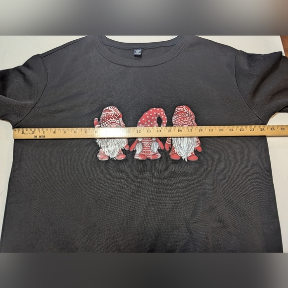 SHEIN Curve Holiday/Christmas Gnome Black Pullover Sweatshirt, Size 1XL - Picture 5 of 10